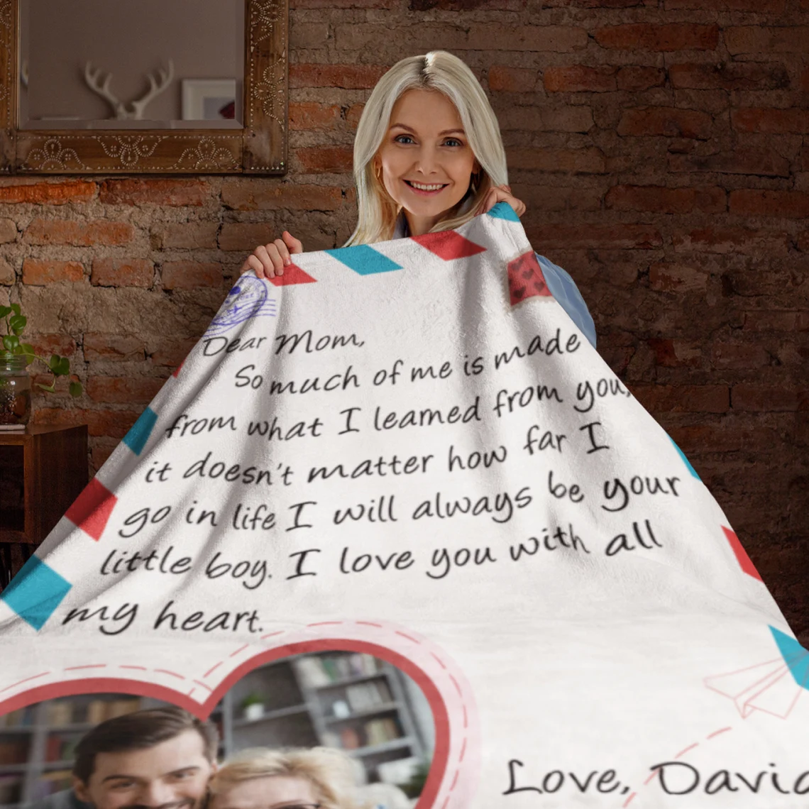 Mom Blanket w Photo, Personalized Gifts For Mom, Mom Gifts from Daughter, Personalized Blanket Letter to Mom, Long Distance Mom and Daughter-Creatgifts