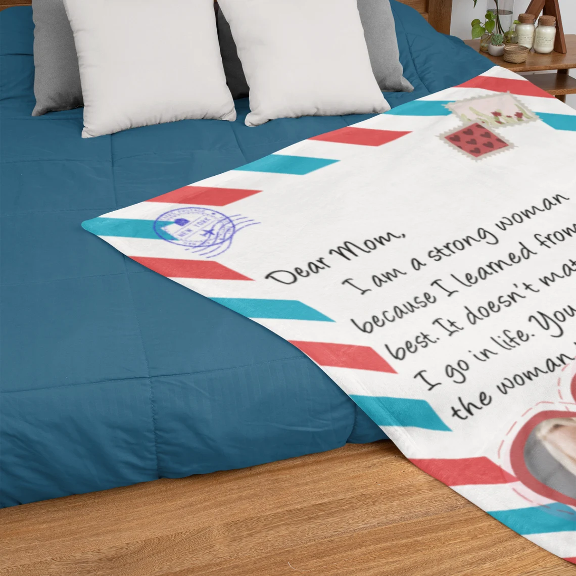 Mom Blanket w Photo, Personalized Gifts For Mom, Mom Gifts from Daughter, Personalized Blanket Letter to Mom, Long Distance Mom and Daughter-Creatgifts