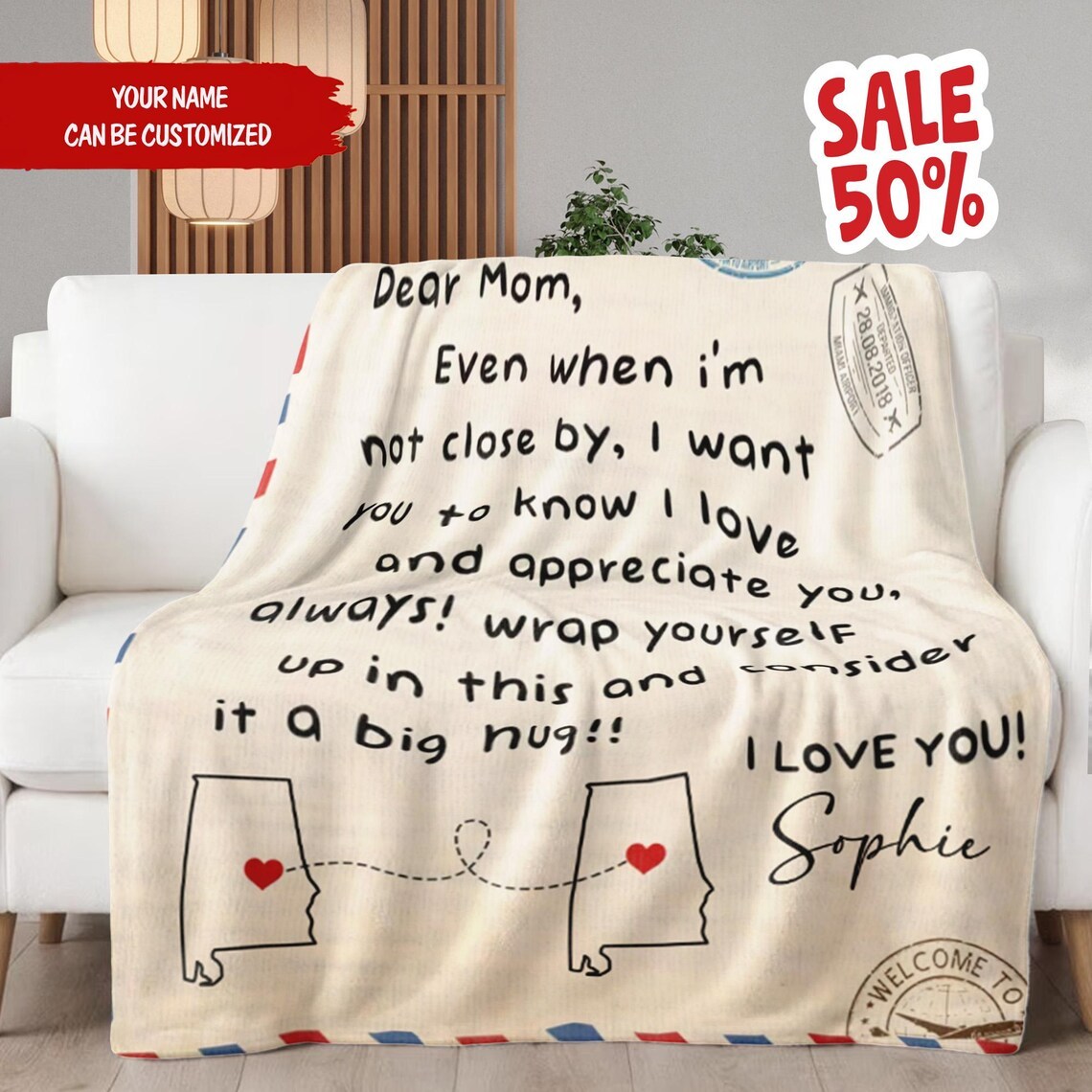 Personalized Dear Mom Blanket, Customized Love And Appreciate Blanket, Mother’s Day Gift, Gift For Mom.Grandma-Creatgifts