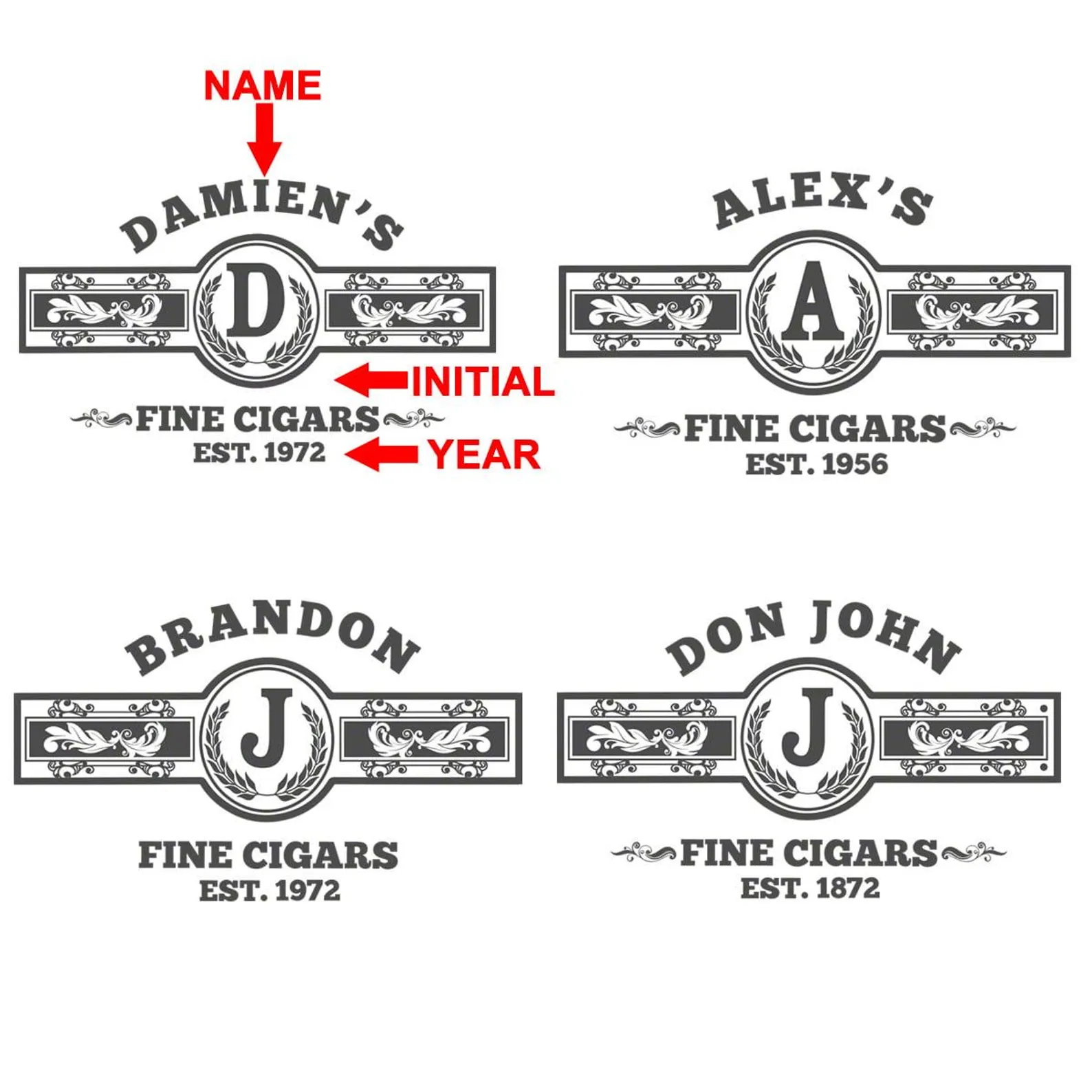 Personalized Cigar Shadow Box - Vintage Groomsmen Wedding Cigar Bands Holder Box