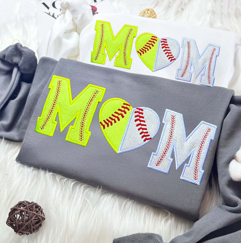 Custom Softball/Baseball Mom Embroidered Sweatshirt
