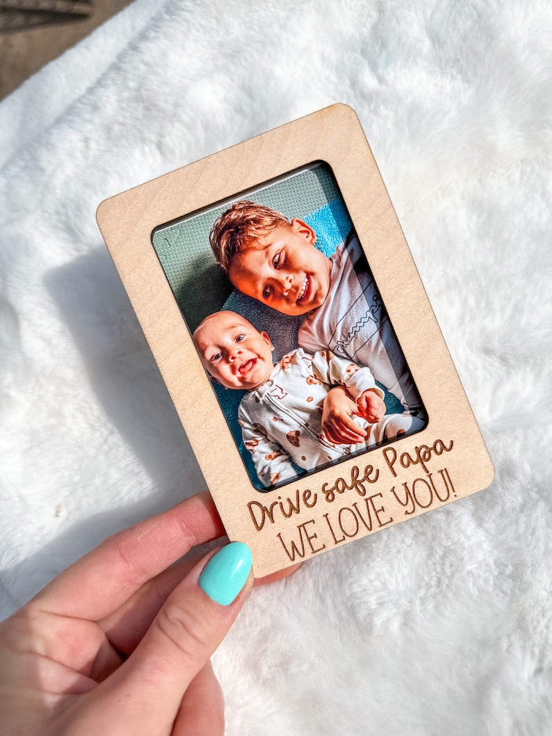 Father’s Day Gift for Dad – Personalized Photo Car Visor Clip, Custom Drive Safe Photo Frame for Dad or Grandpa
