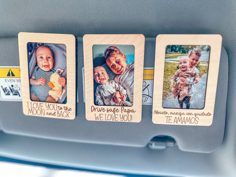 Father’s Day Gift for Dad – Personalized Photo Car Visor Clip, Custom Drive Safe Photo Frame for Dad or Grandpa