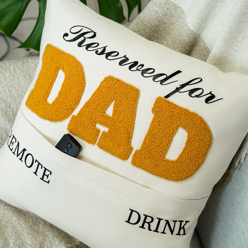 Custom Punch Needle Pillow for Dad, Personalized Father’s Day Throw Pillow, Unique Keepsake Gift for Papa, Husband