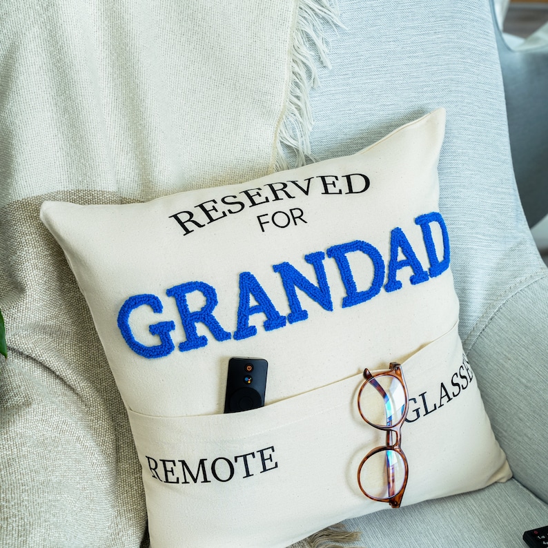 Custom Punch Needle Pillow for Dad, Personalized Father’s Day Throw Pillow, Unique Keepsake Gift for Papa, Husband