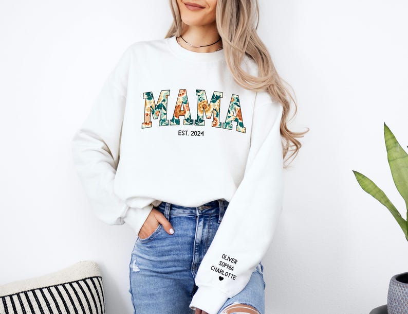 Custom Mama Sweatshirt, Mama Floral Sweatshirt, Hoodie, Tees; Gift for Mother's Day