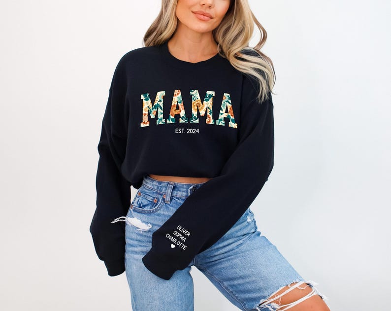 Custom Mama Sweatshirt, Mama Floral Sweatshirt, Hoodie, Tees; Gift for Mother's Day