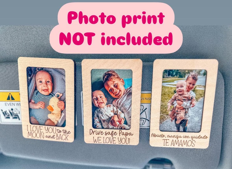Father’s Day Gift for Dad – Personalized Photo Car Visor Clip, Custom Drive Safe Photo Frame for Dad or Grandpa