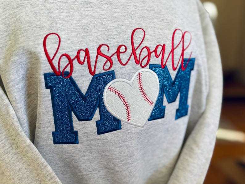 BASEBALL Mom Glitter Applique Sweatshirt || School Spirit Wear || Game Day || High School || College || Personalized || Embroidered