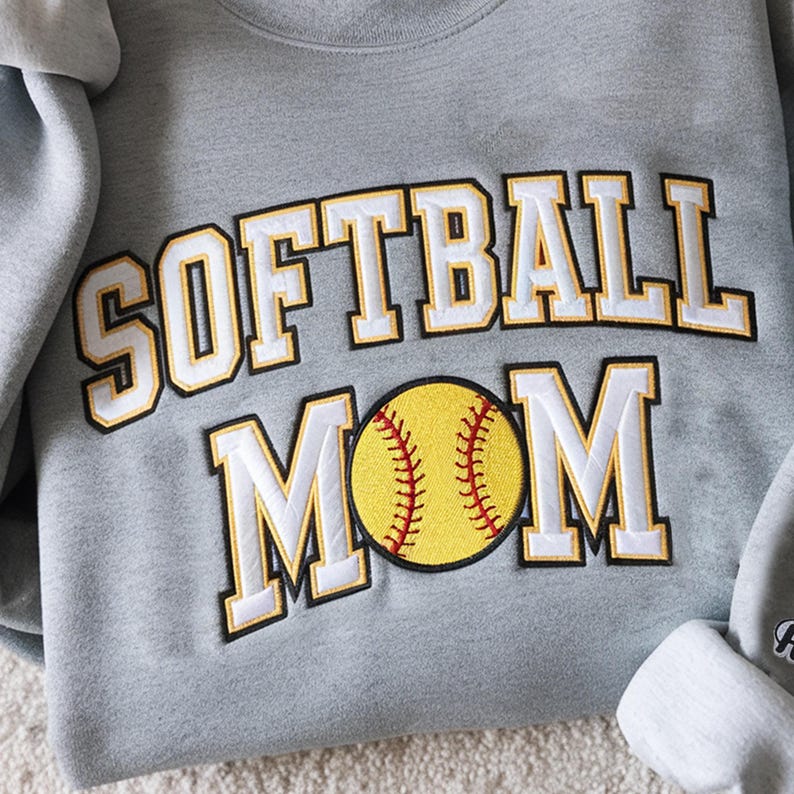 Embroidery Softball Sweatshirt, Personalized Softball Shirt, Custom Name Sweatshirt, Softball Mom Sweatshirt, Sport Gift for Mom, Daughter