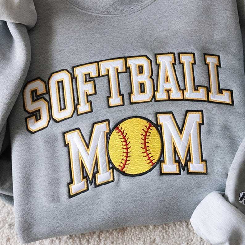 Embroidery Softball Sweatshirt, Personalized Softball Shirt, Custom Name Sweatshirt, Softball Mom Sweatshirt, Sport Gift for Mom, Daughter