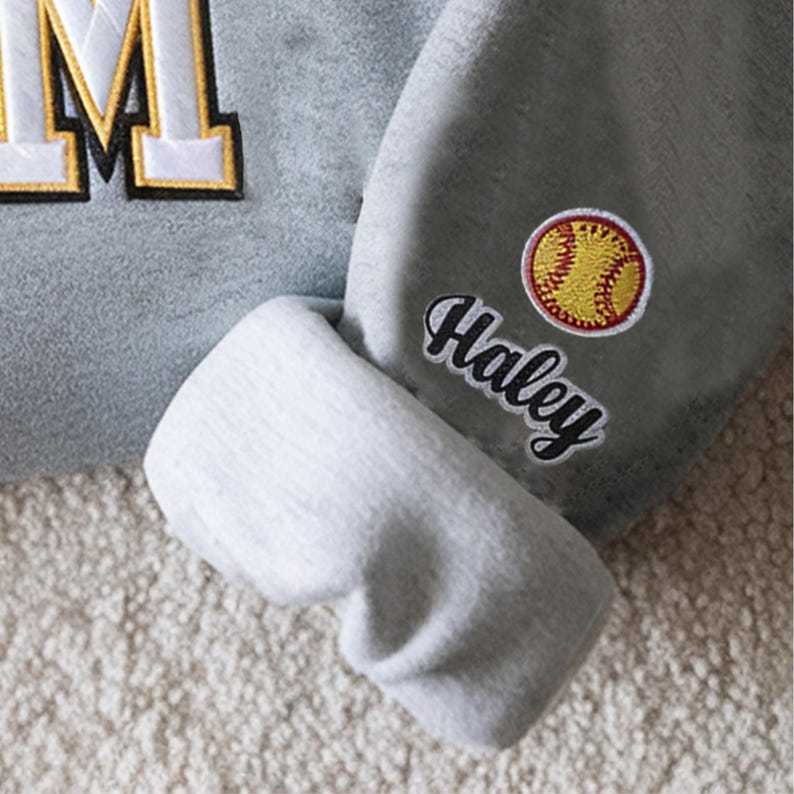 Embroidery Softball Sweatshirt, Personalized Softball Shirt, Custom Name Sweatshirt, Softball Mom Sweatshirt, Sport Gift for Mom, Daughter