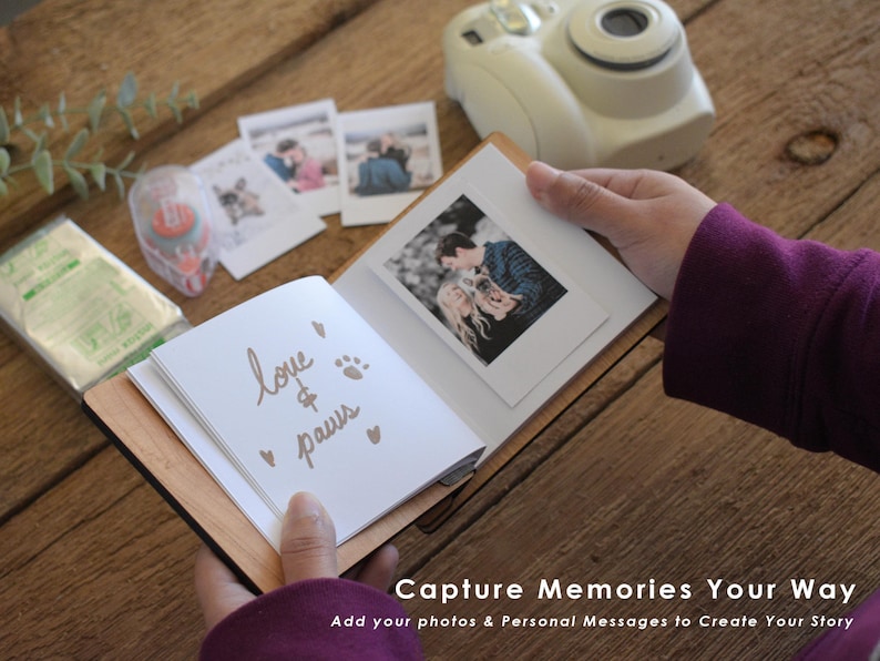 Custom Father's Day Mini Keepsake Photo Book - Handcrafted Wooden Cover, Personalized Gift for Dad