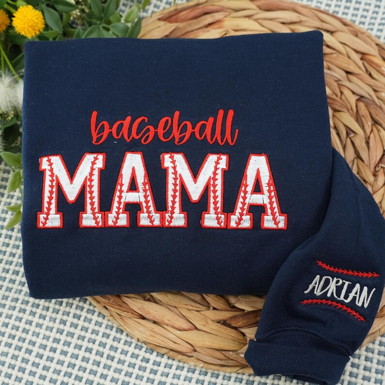 Custom Embroidered Baseball Mama Sweatshirt | Personalized Sports Mom Hoodie | Baseball Mom Shirt | Baseball Lover | Trendy Mother Day Gift