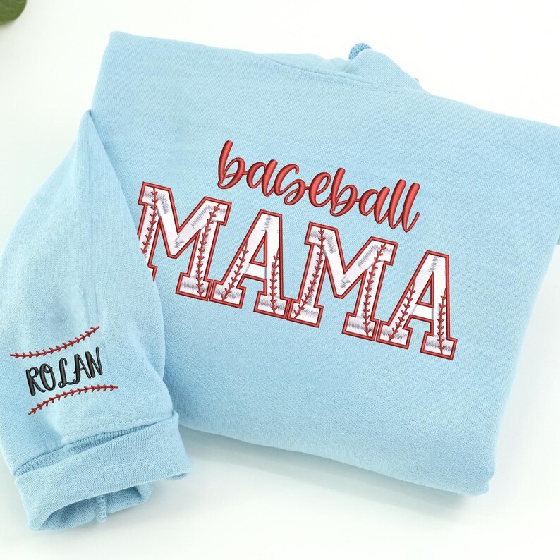 Custom Embroidered Baseball Mama Sweatshirt | Personalized Sports Mom Hoodie | Baseball Mom Shirt | Baseball Lover | Trendy Mother Day Gift
