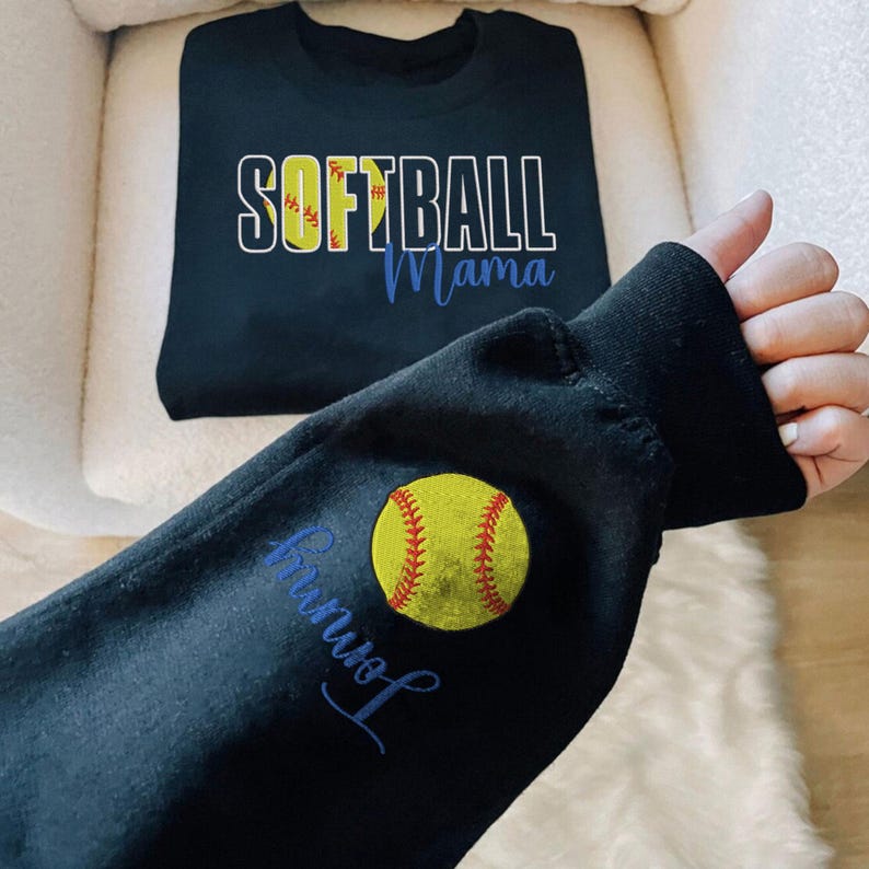 Embroidered Softball Sweatshirt, Softball Mama Embroidered Shirt, Personalized Shirt