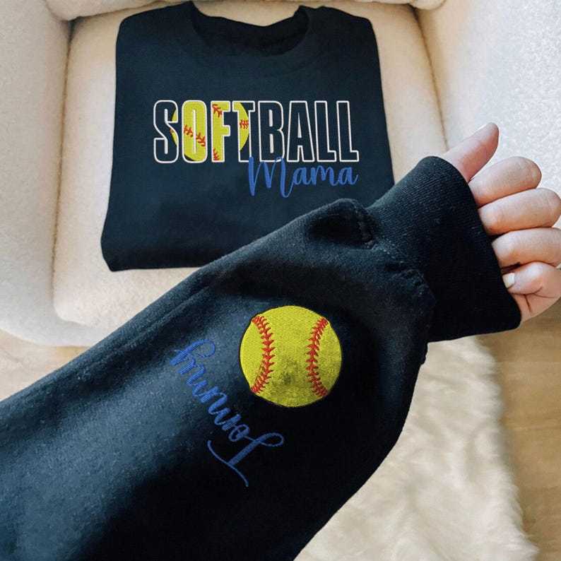 Embroidered Softball Sweatshirt, Softball Mama Embroidered Shirt, Personalized Shirt