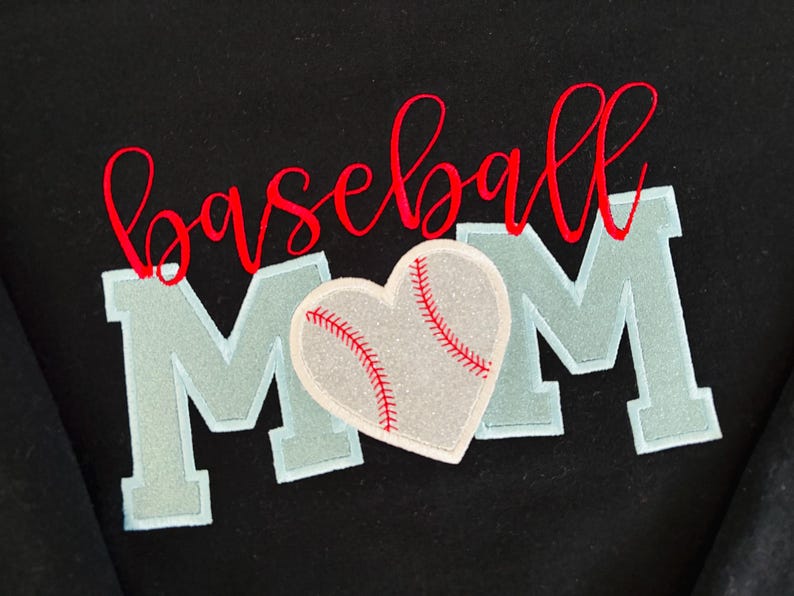 BASEBALL Mom Glitter Applique Sweatshirt || School Spirit Wear || Game Day || High School || College || Personalized || Embroidered