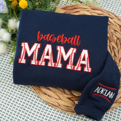 Custom Embroidered Baseball Mama Sweatshirt | Personalized Sports Mom Hoodie | Baseball Mom Shirt | Baseball Lover | Trendy Mother Day Gift