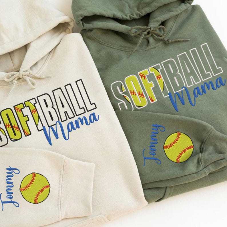 Embroidered Softball Sweatshirt, Softball Mama Embroidered Shirt, Personalized Shirt