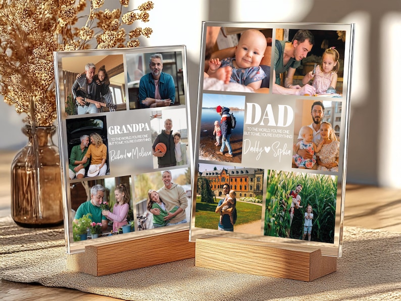 Personalized Photo Night Light – Custom LED Photo Collage Lamp, Father’s Day Gift for Dad, Memory Keepsake Frame