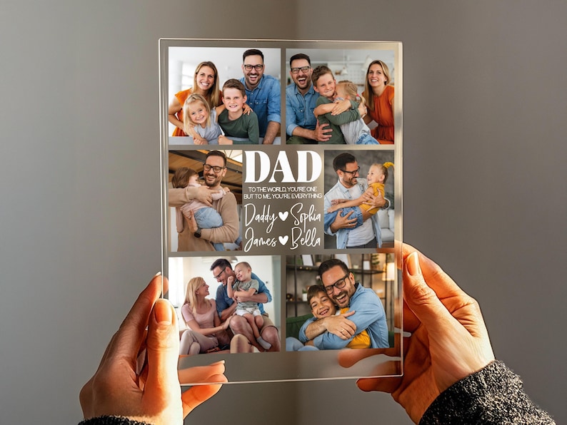 Personalized Photo Night Light – Custom LED Photo Collage Lamp, Father’s Day Gift for Dad, Memory Keepsake Frame
