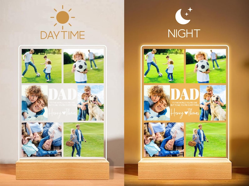 Personalized Photo Night Light – Custom LED Photo Collage Lamp, Father’s Day Gift for Dad, Memory Keepsake Frame
