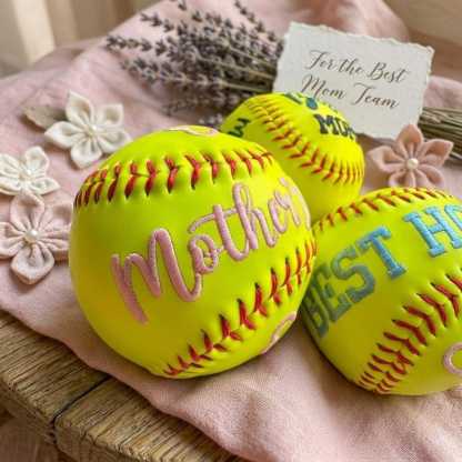 Personalized Embroidered Softball & Baseball | Dad Mom Keepsake Ball | Father's Day Gift from Kids