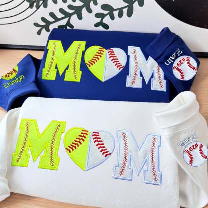 Custom Softball/Baseball Mom Embroidered Sweatshirt