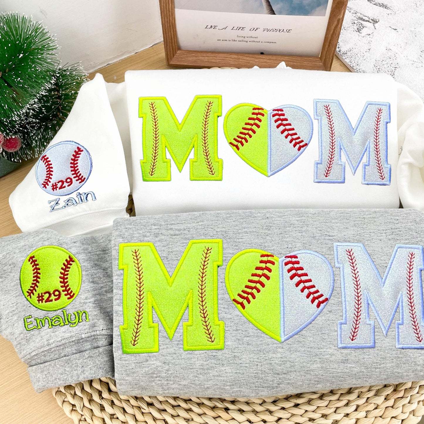 Custom Softball/Baseball Mom Embroidered Sweatshirt