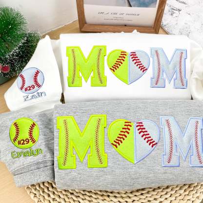 Custom Softball/Baseball Mom Embroidered Sweatshirt