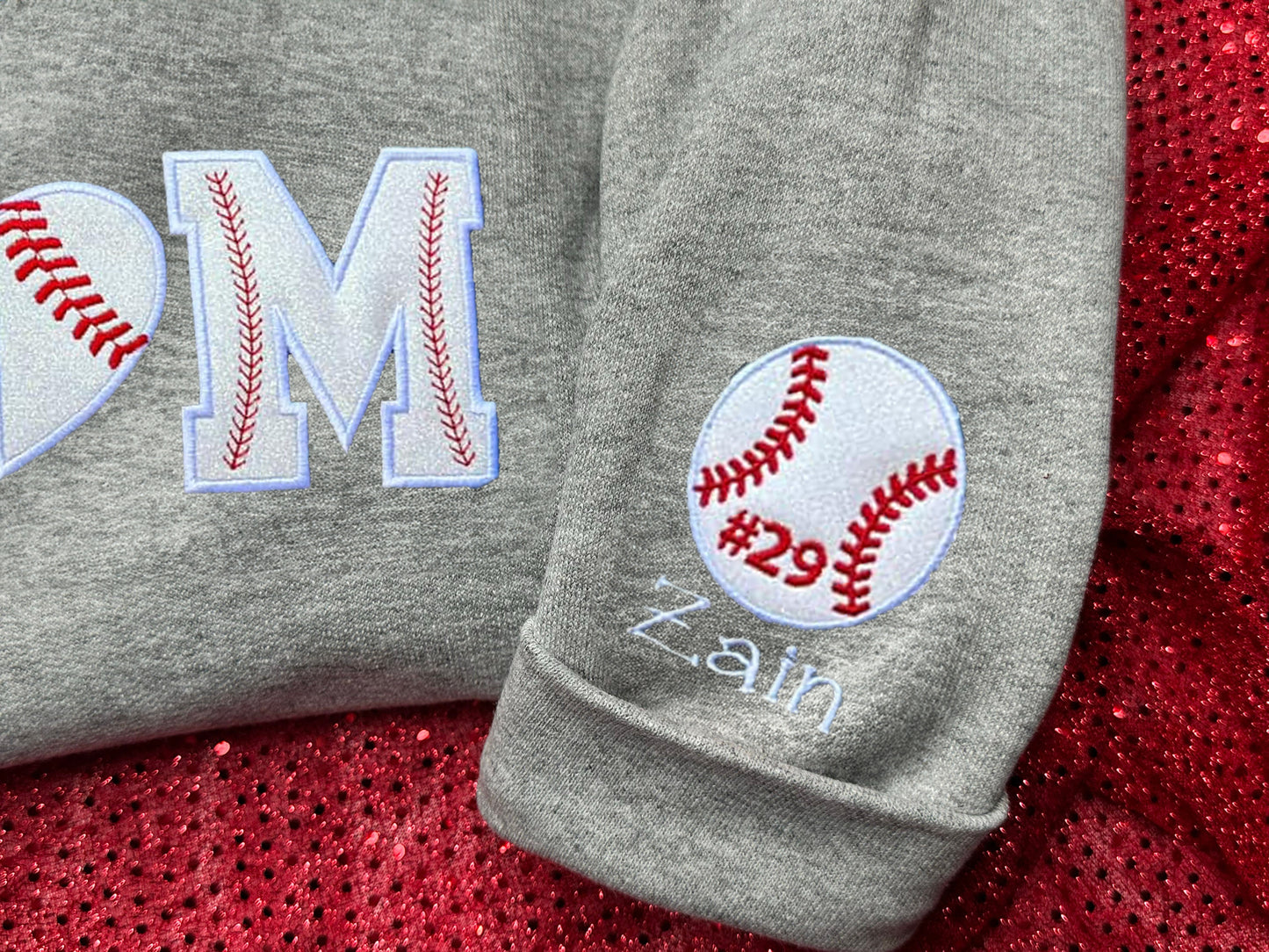 Custom Softball/Baseball Mom Embroidered Sweatshirt