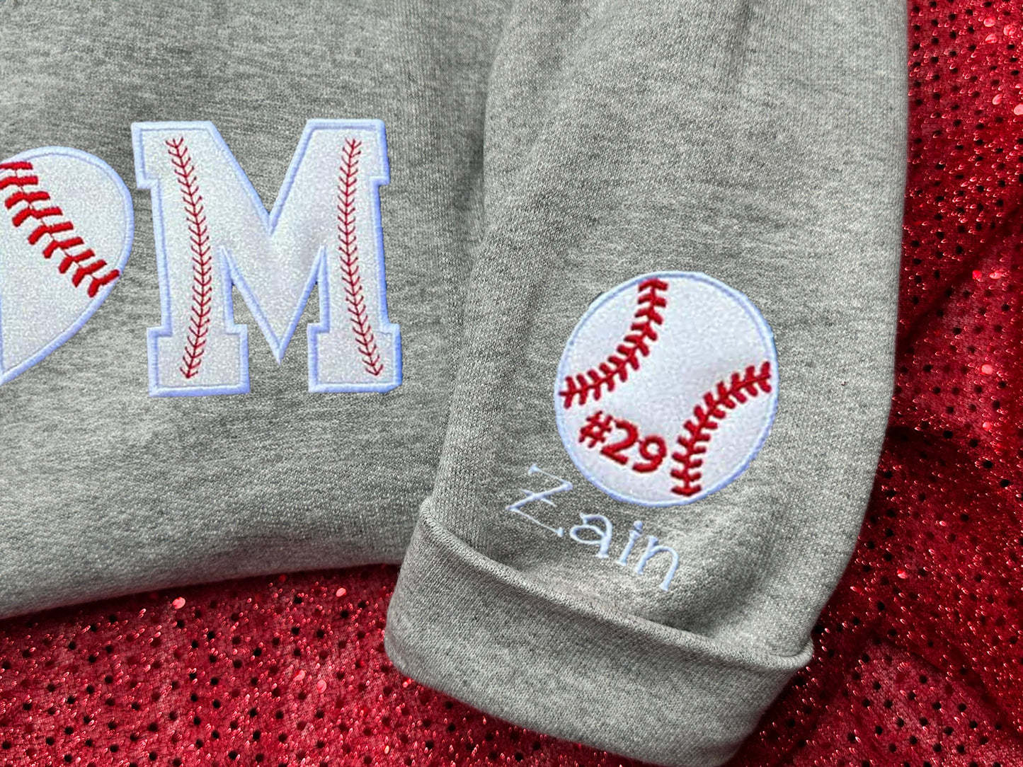Custom Softball/Baseball Mom Embroidered Sweatshirt