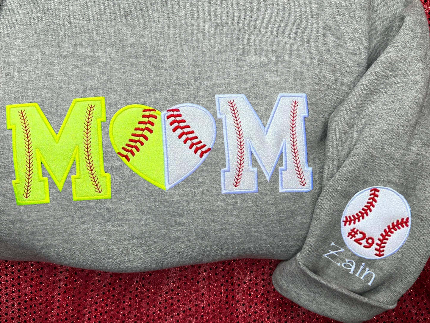 Custom Softball/Baseball Mom Embroidered Sweatshirt