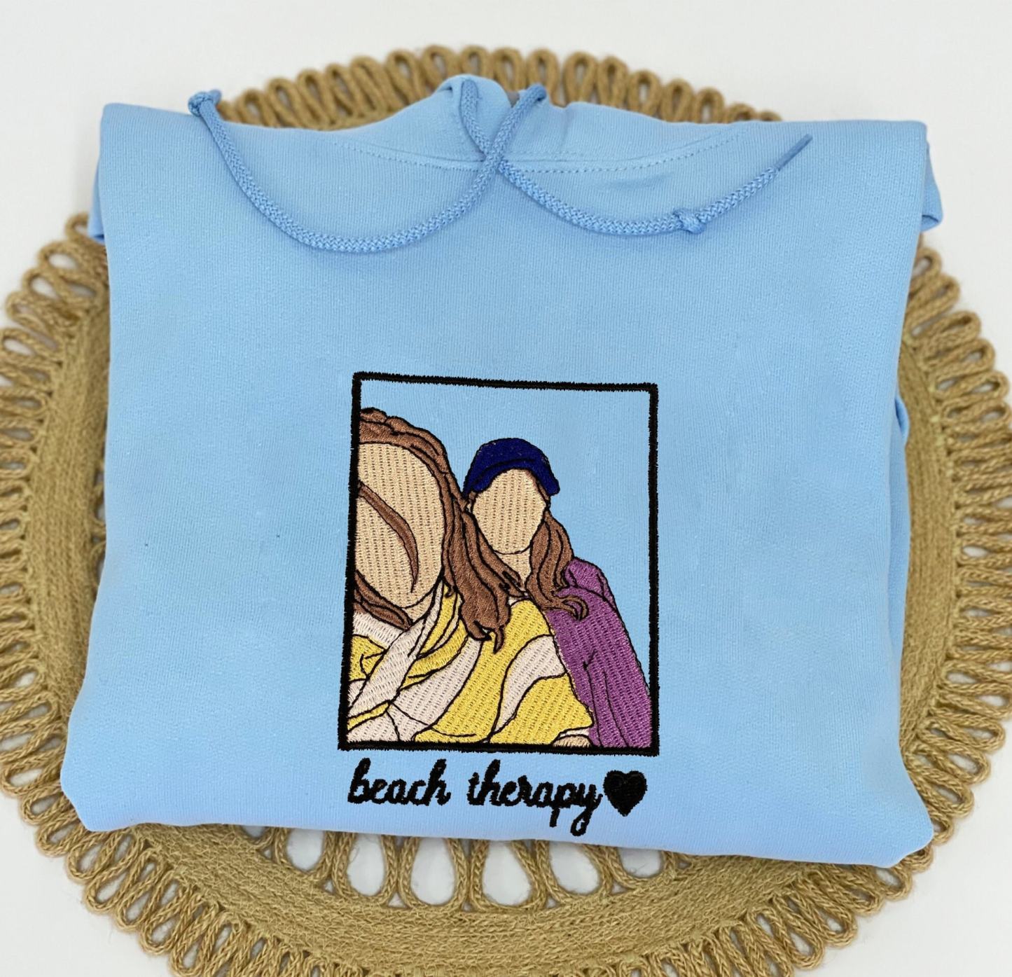 Custom Embroidered Father Portrait Sweatshirt | Personalized Photo Hoodie | Unique Embroidered Hoodie Gift-Creatgifts