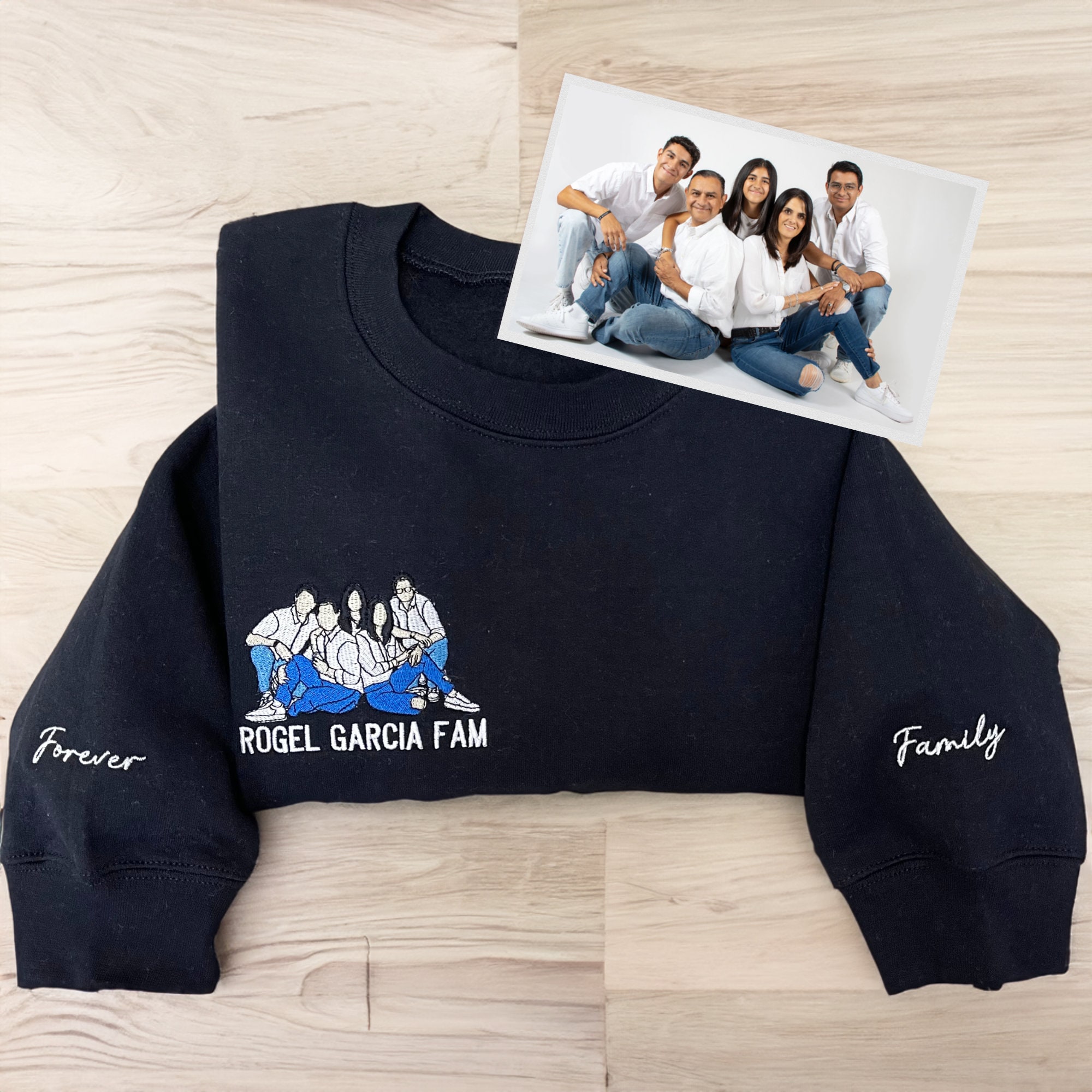 Custom Embroidered Father Portrait Sweatshirt | Personalized Photo Hoodie | Unique Embroidered Hoodie Gift-Creatgifts