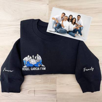 Custom Embroidered Father Portrait Sweatshirt | Personalized Photo Hoodie | Unique Embroidered Hoodie Gift-Creatgifts