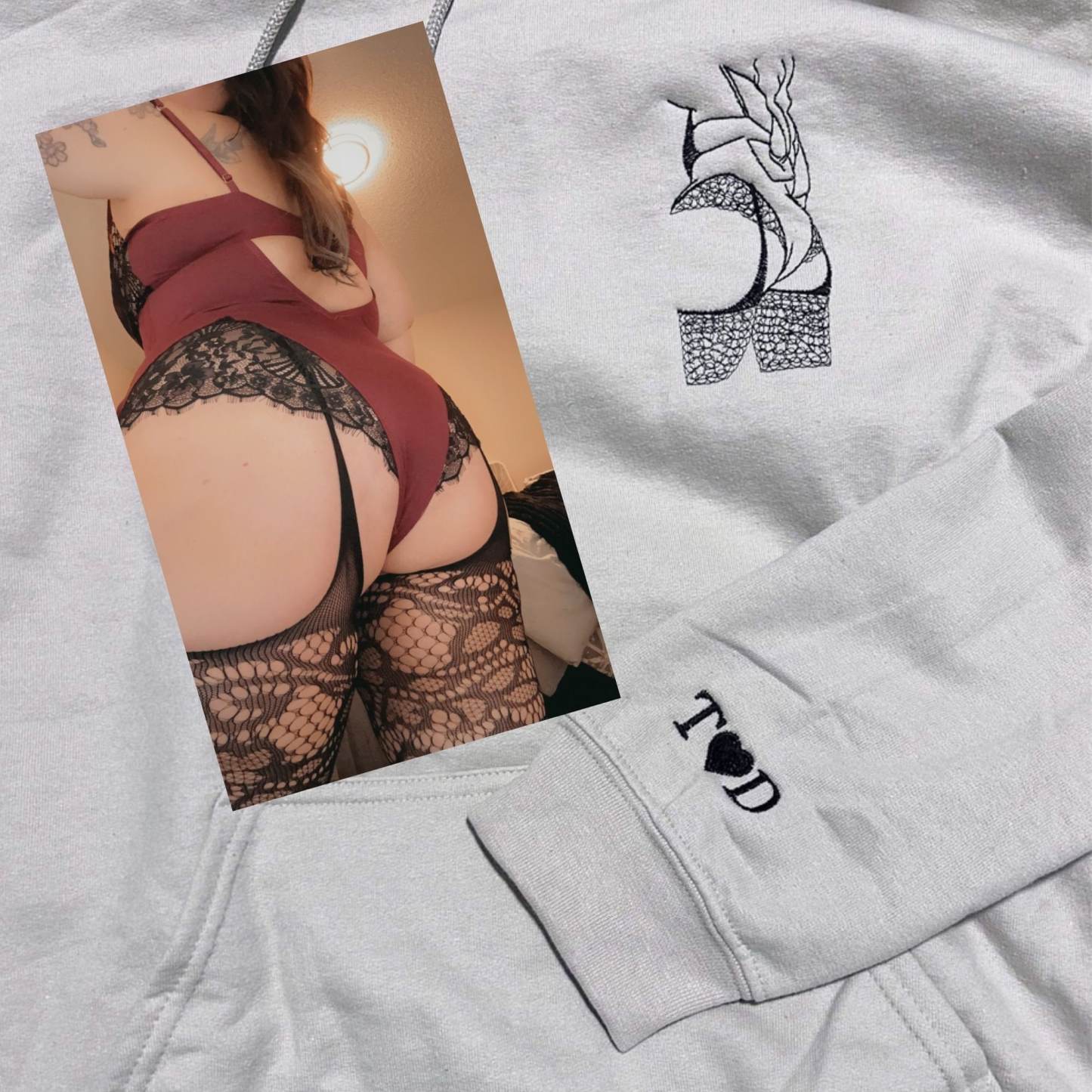 Custom Embroidered Spicy with Your Photo Sweatshirt, Personalized Girlfriend Spicy Photo Drawing Sweatshirt, Gift for Him-Creatgifts