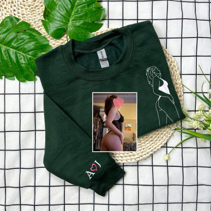 Custom Embroidered Spicy with Your Photo Sweatshirt, Personalized Girlfriend Spicy Photo Drawing Sweatshirt, Gift for Him-Creatgifts