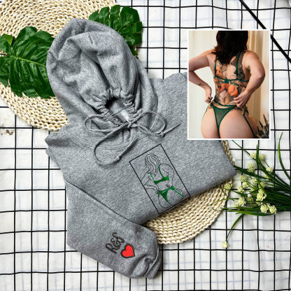 Custom Embroidered Spicy with Your Photo Sweatshirt, Personalized Girlfriend Spicy Photo Drawing Sweatshirt, Gift for Him-Creatgifts