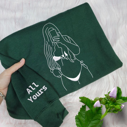 Custom Embroidered Spicy with Your Photo Sweatshirt, Personalized Girlfriend Spicy Photo Drawing Sweatshirt, Gift for Him-Creatgifts