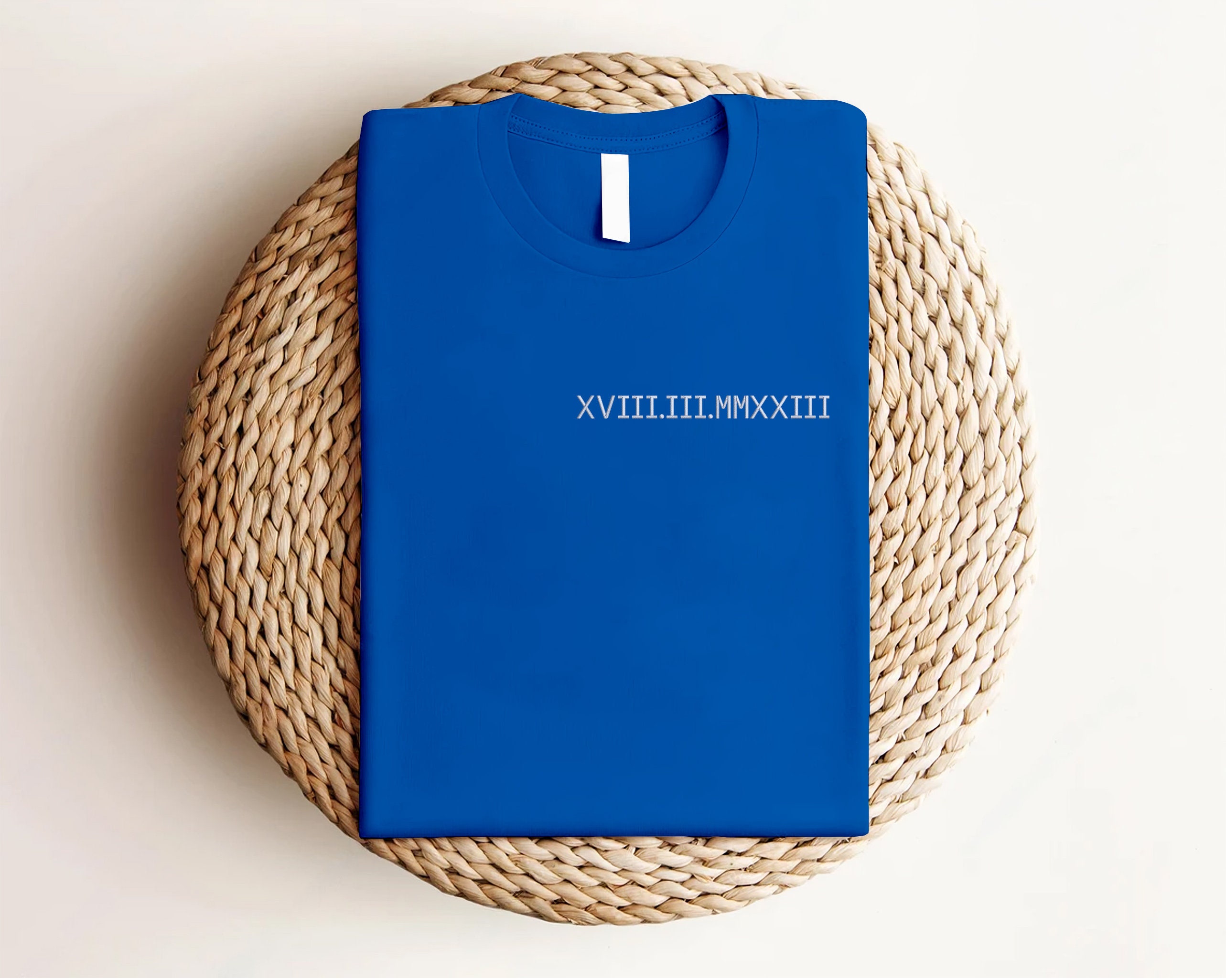 Embroidered Roman Numeral T-Shirts, Personalised Initials Couple Matching Shirt, Custom Wedding Date Tees, Memorial Anniversary Gift for Him-Creatgifts