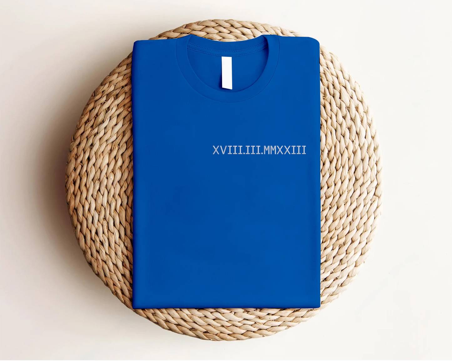 Embroidered Roman Numeral T-Shirts, Personalised Initials Couple Matching Shirt, Custom Wedding Date Tees, Memorial Anniversary Gift for Him-Creatgifts