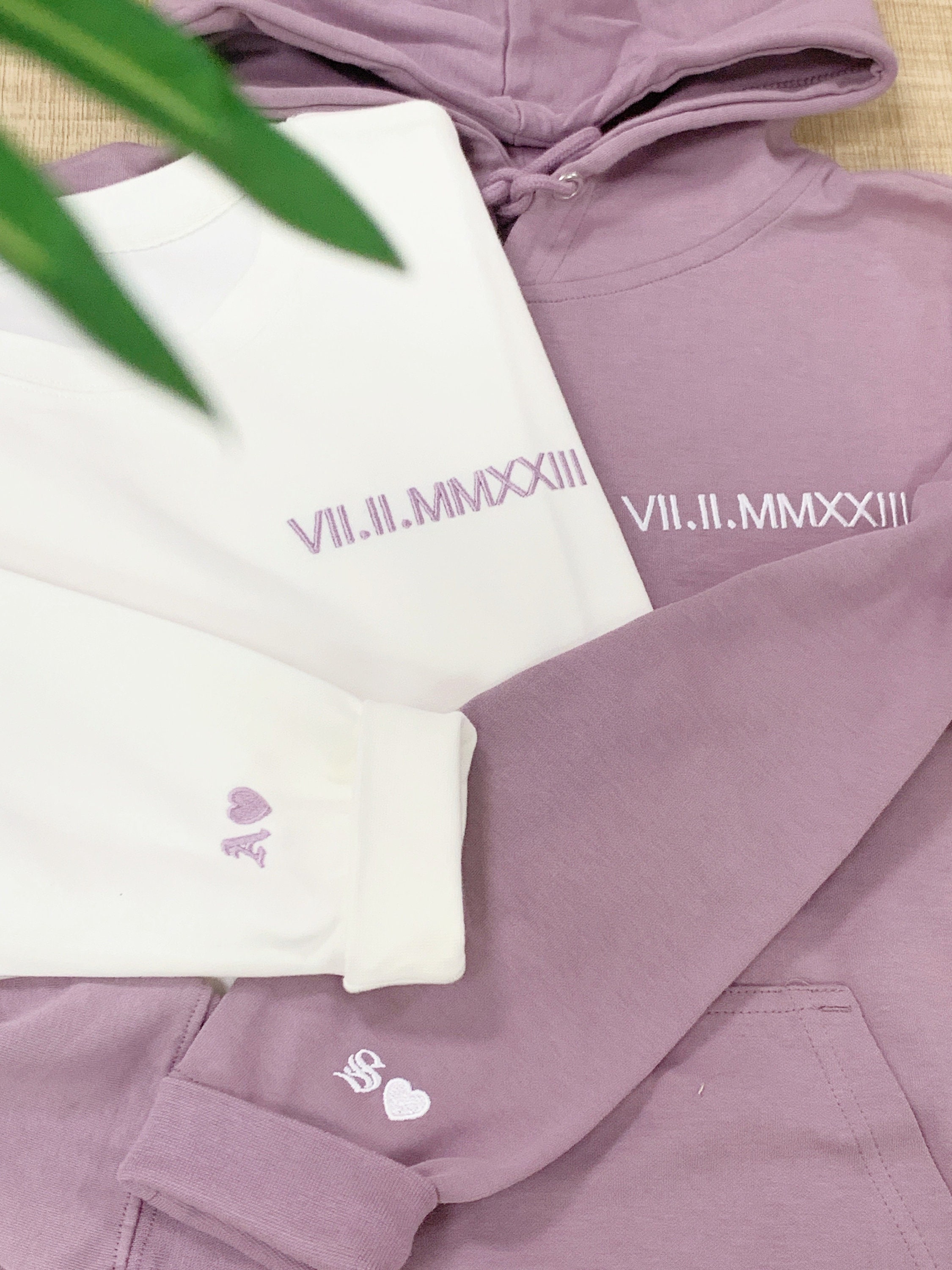 Embroidered Roman Numerals Sweatshirt | Anniversary Date Couple Hoodie