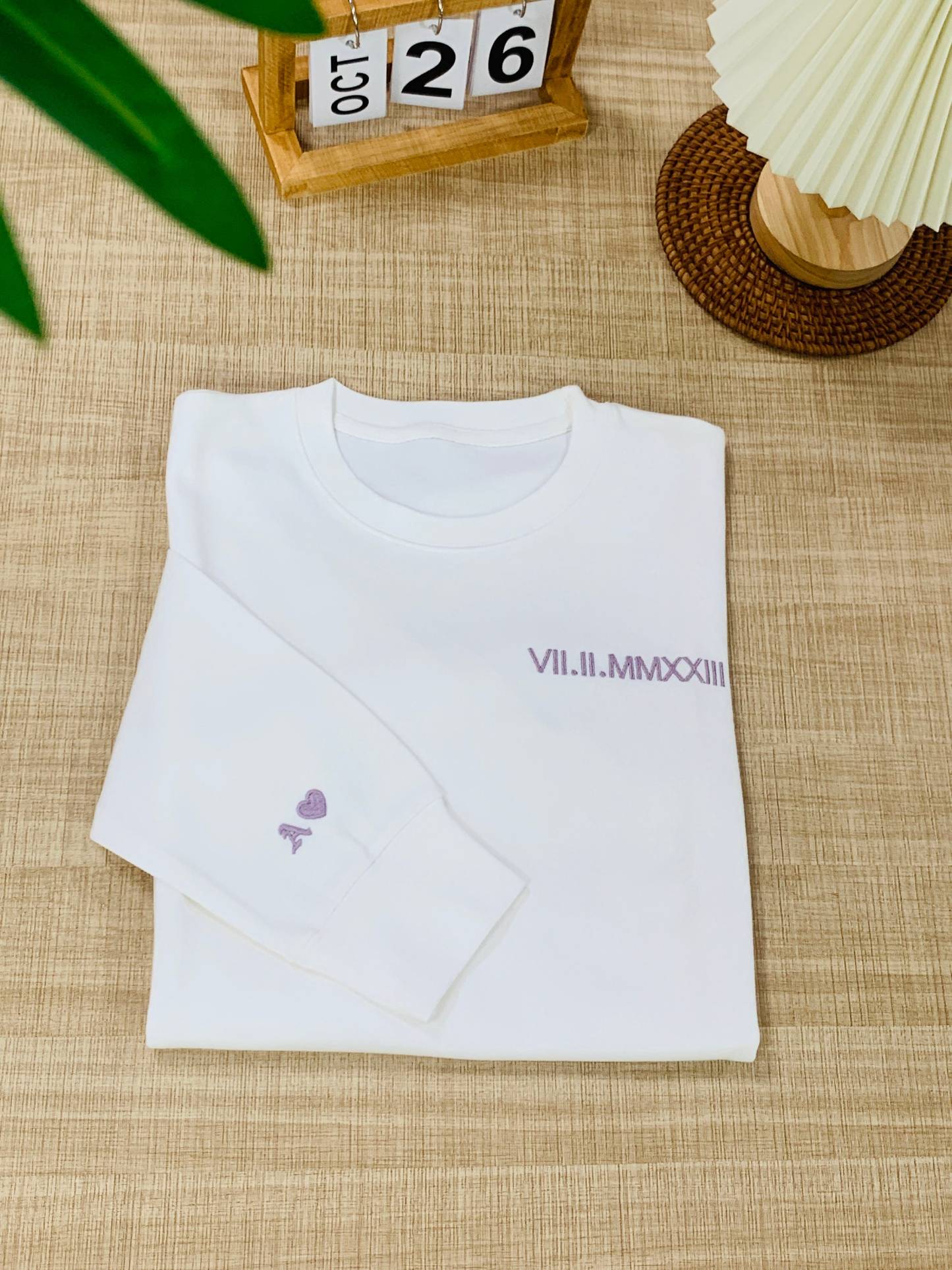 Embroidered Roman Numerals Sweatshirt | Anniversary Date Couple Hoodie