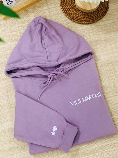 Embroidered Roman Numerals Sweatshirt | Anniversary Date Couple Hoodie