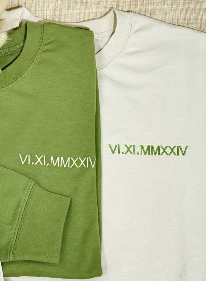 Embroidered Roman Numerals Sweatshirt | Anniversary Date Couple Hoodie