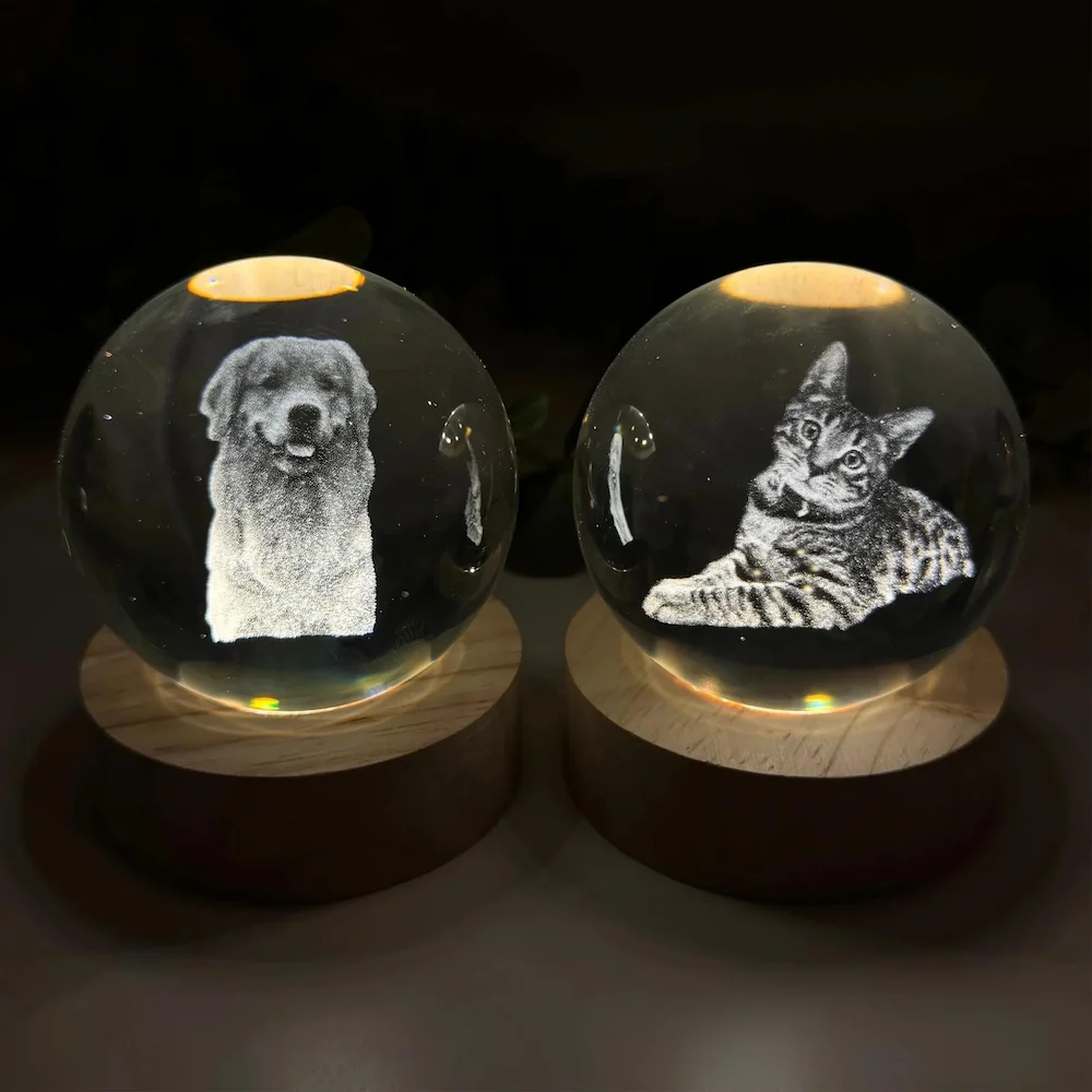 Custom Pet Photo Sketch Style Christmas Atmosphere Crystal Ball