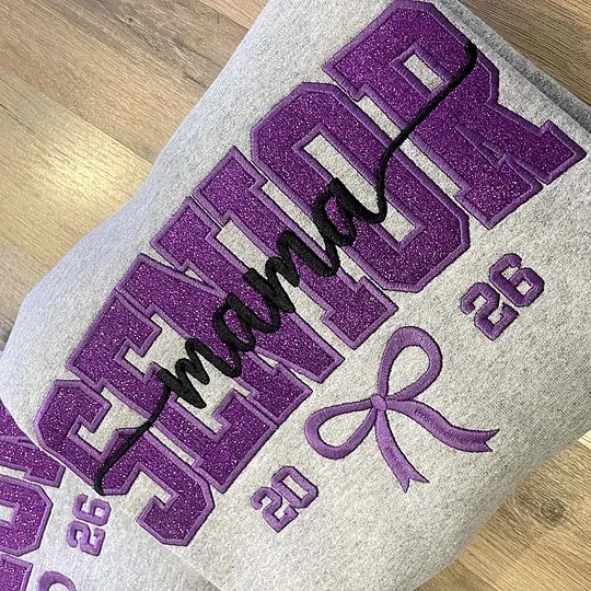 Custom Glitter Embroidered Senior Sweatshirt, Senior Class of 2026