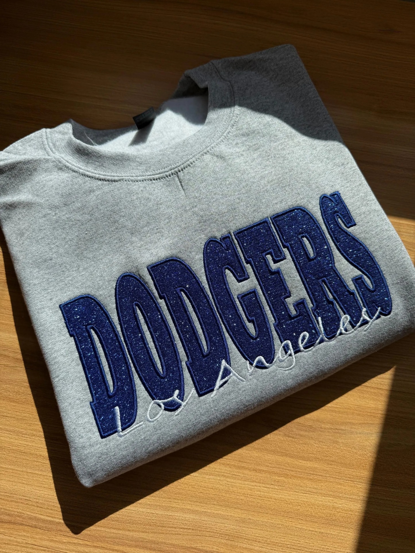 Custom Embroidered Sports Team Crewneck Sweater with Appliqué & Glitter Vinyl